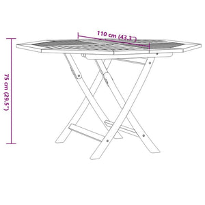 Tavolo da Giardino Pieghevole Grigio 110x110x75cm Massello Teak 362617