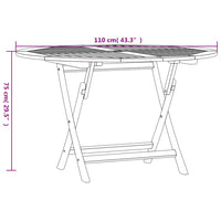 Tavolo da Giardino Pieghevole Ø110x75 cm Legno Massello di Teak 362618