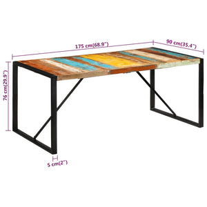 Tavolo da Pranzo 175x90x76 cm in Legno Massello di Recupero 351693