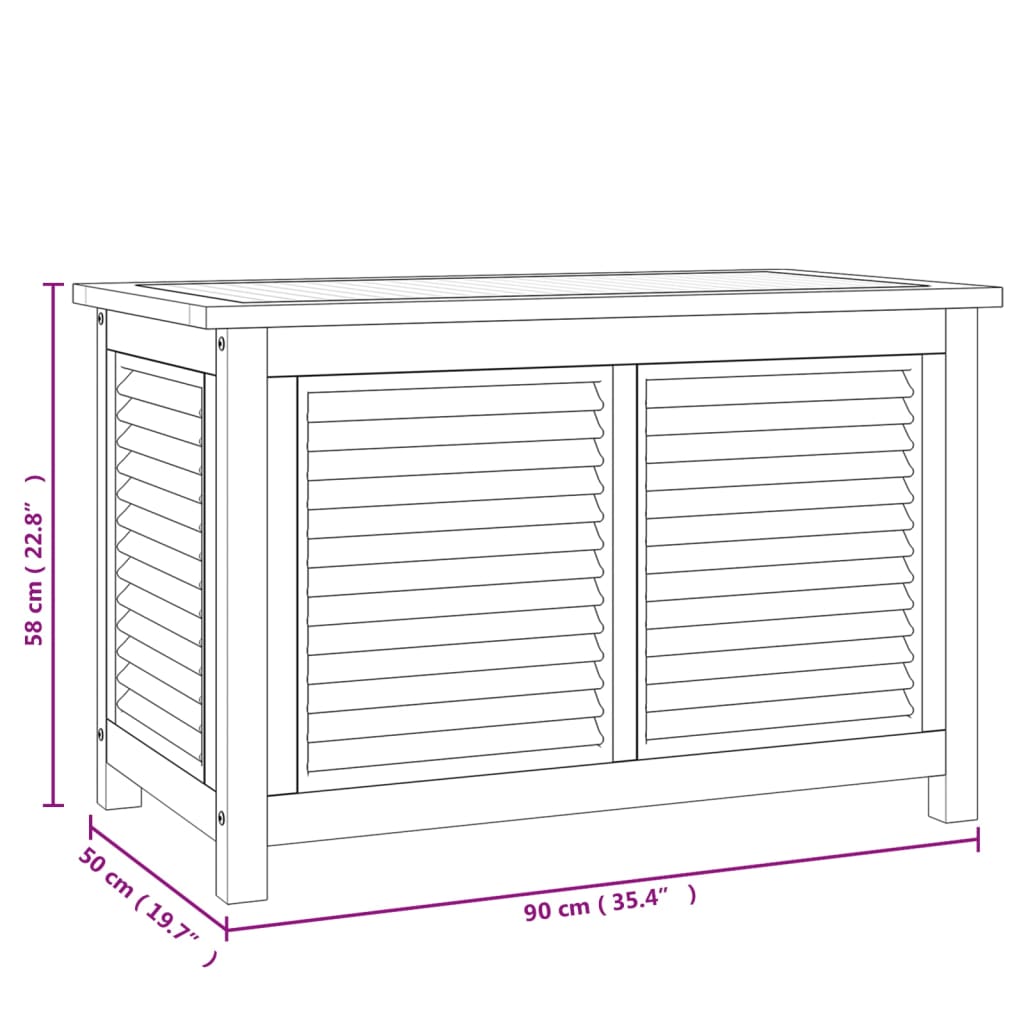 Contenitore Giardino con Borsa 90x50x58cm Legno Massello Teak 363270