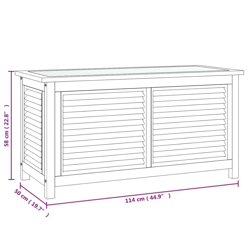 Contenitore Giardino con Borsa 114x50x58cm Legno Massello Teak 363271