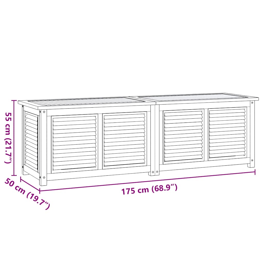 Contenitore Giardino con Borsa 175x50x53cm Legno Massello Teak 363273