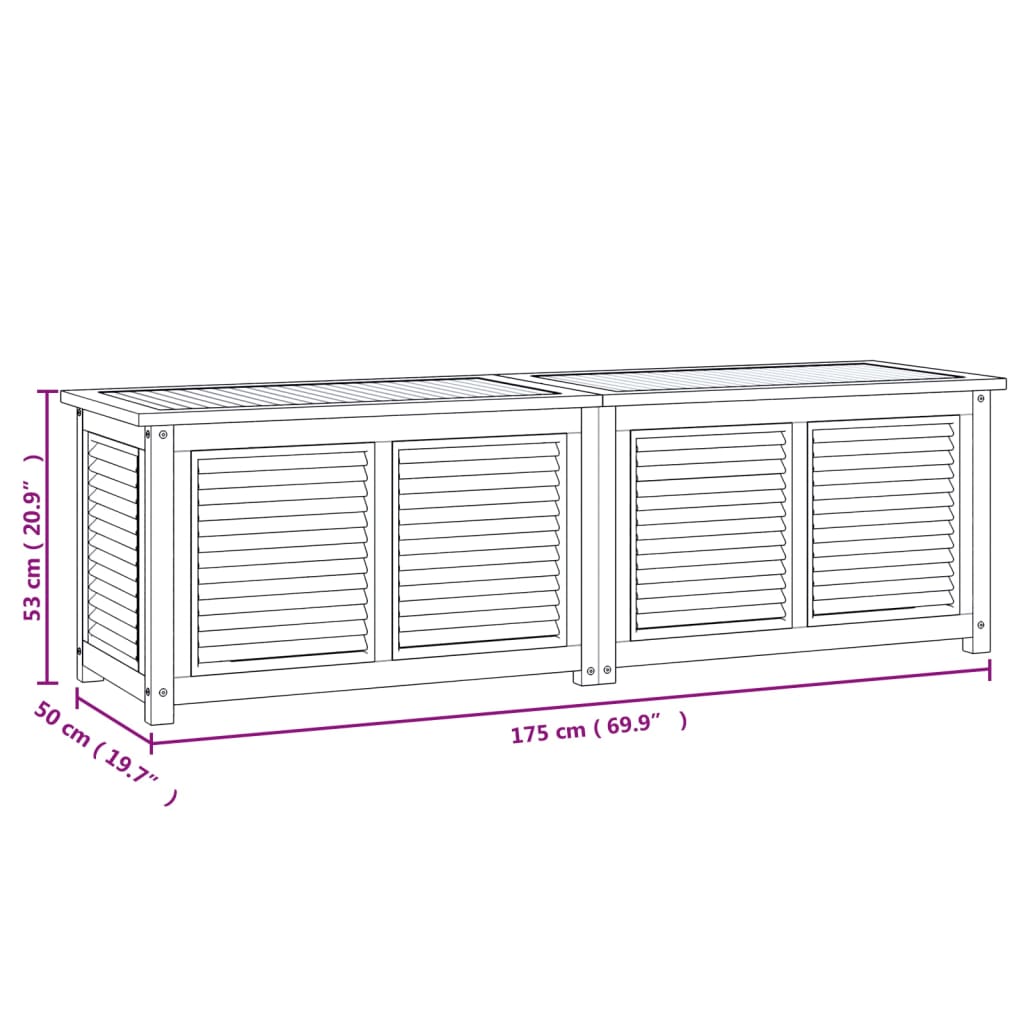 Contenitore Giardino con Borsa 175x50x53cm Legno Massello Teak 363273