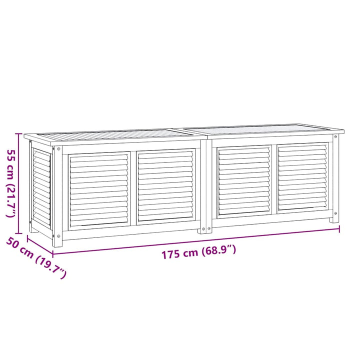 Contenitore Giardino con Borsa 175x50x53cm Legno Massello Teak 363273