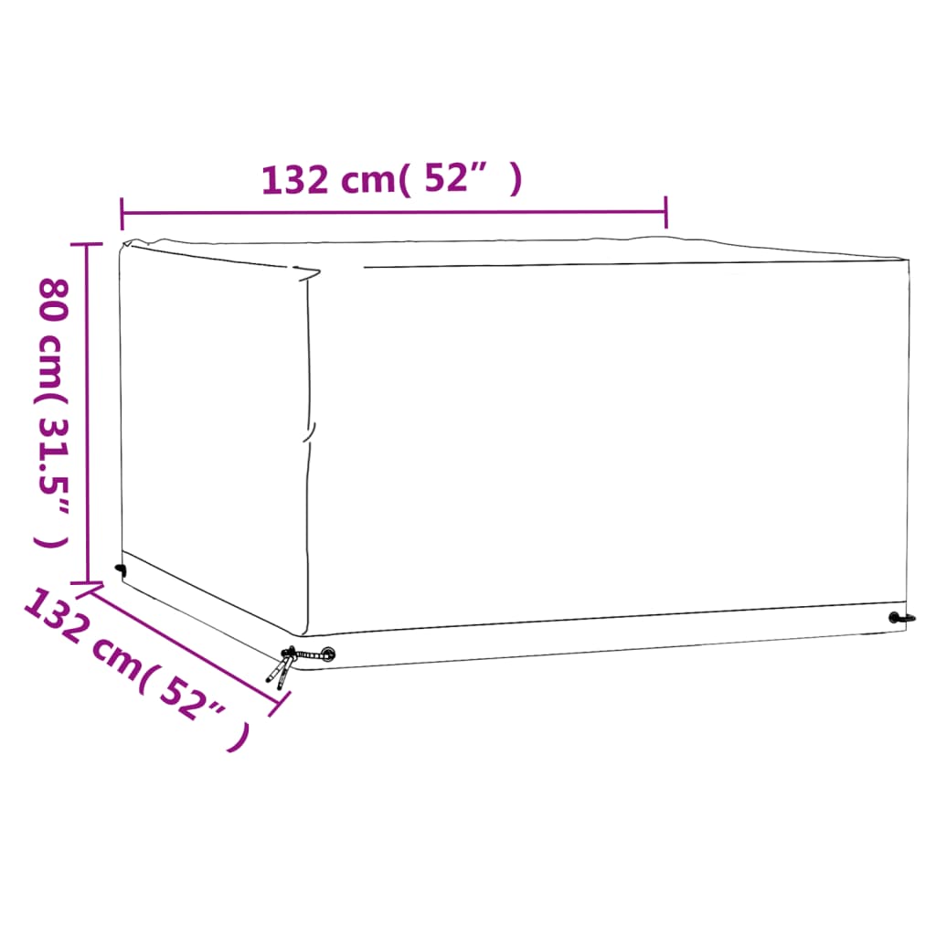 Copertura Mobili da Giardino 8 Occhielli 132x132x80cm Quadrata 319289