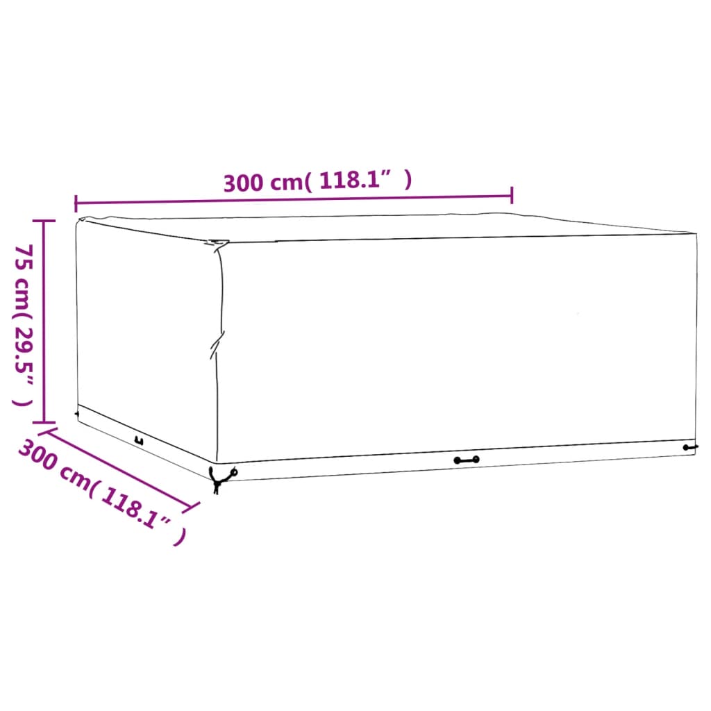 Copertura Mobili da Giardino 16 Occhielli 300x300x75cm Quadrata 319307