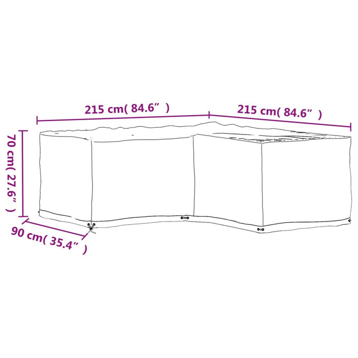 Copertura Mobili da Giardino a L 16 Occhielli 215x215x70 cm 319315