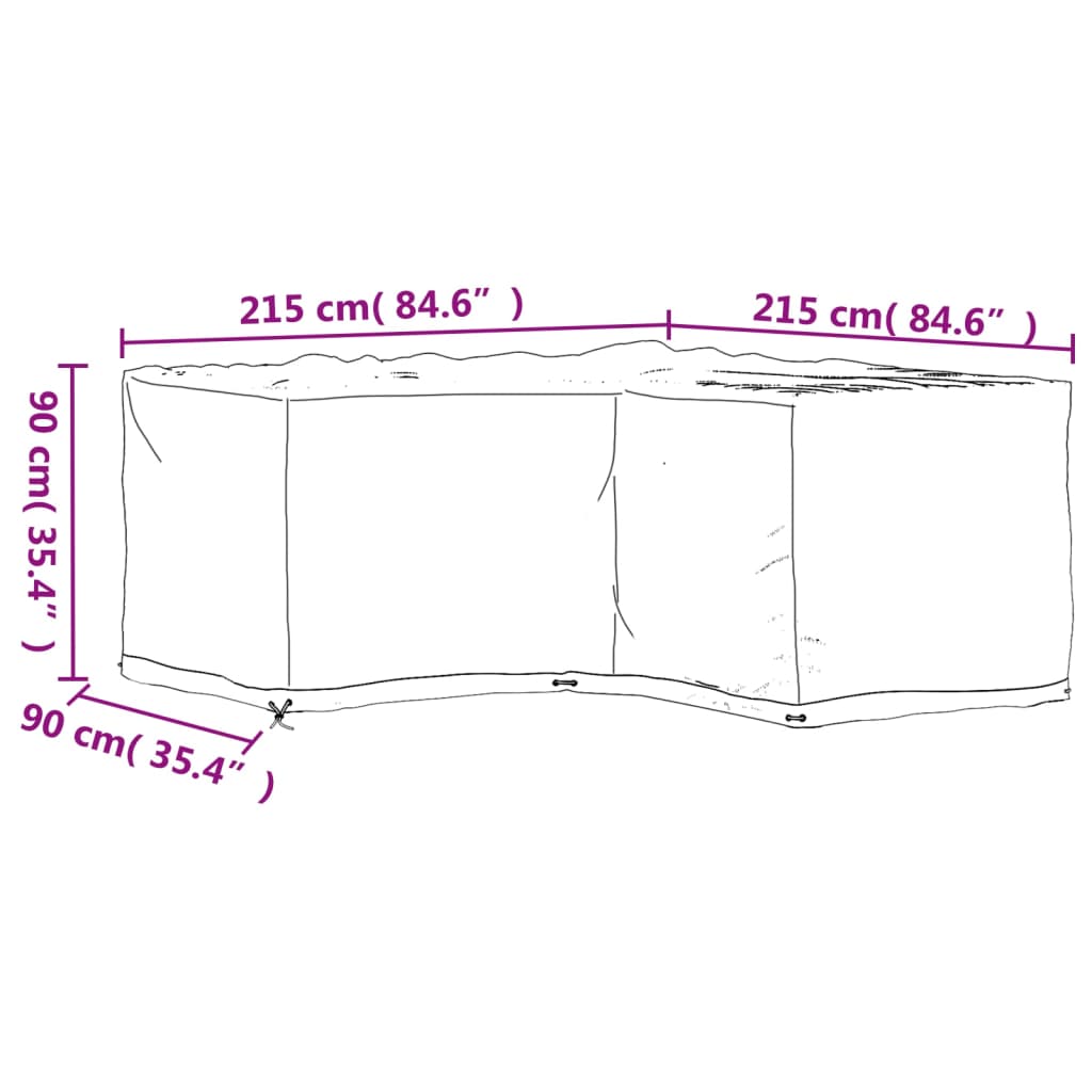 Copertura Mobili da Giardino a L 16 Occhielli 215x215x90 cm 319316