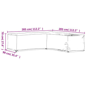 Copertura Mobili da Giardino a L 16 Occhielli 285x285x70 cm 319319