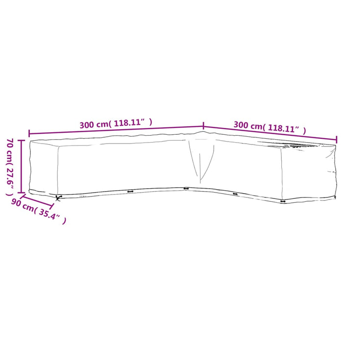 Copertura Mobili da Giardino a L 20 Occhielli 300x300x70 cm 319321