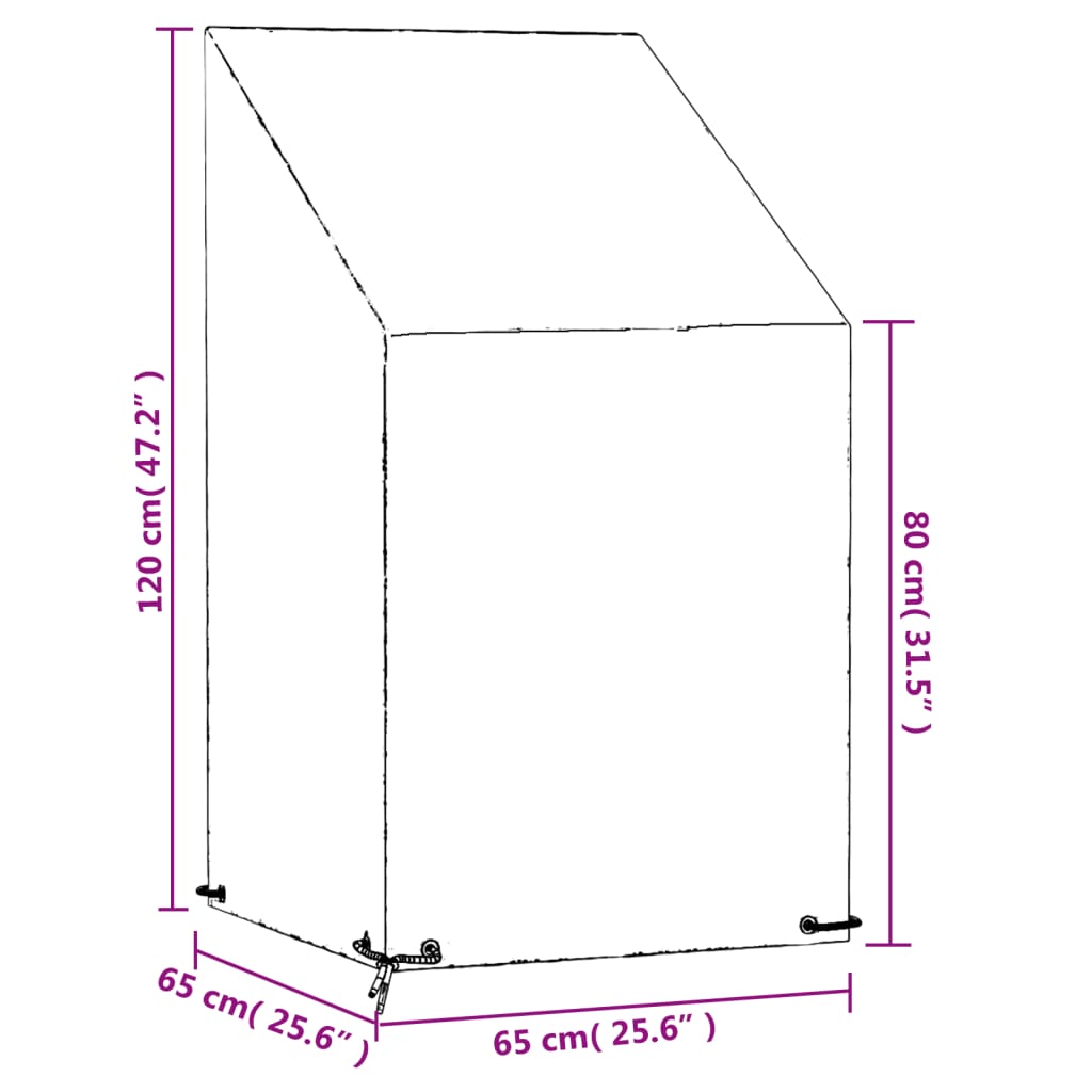 Copri Sedia da Giardino 8 Occhielli 65x65x80/120 cm Polietilene 319335