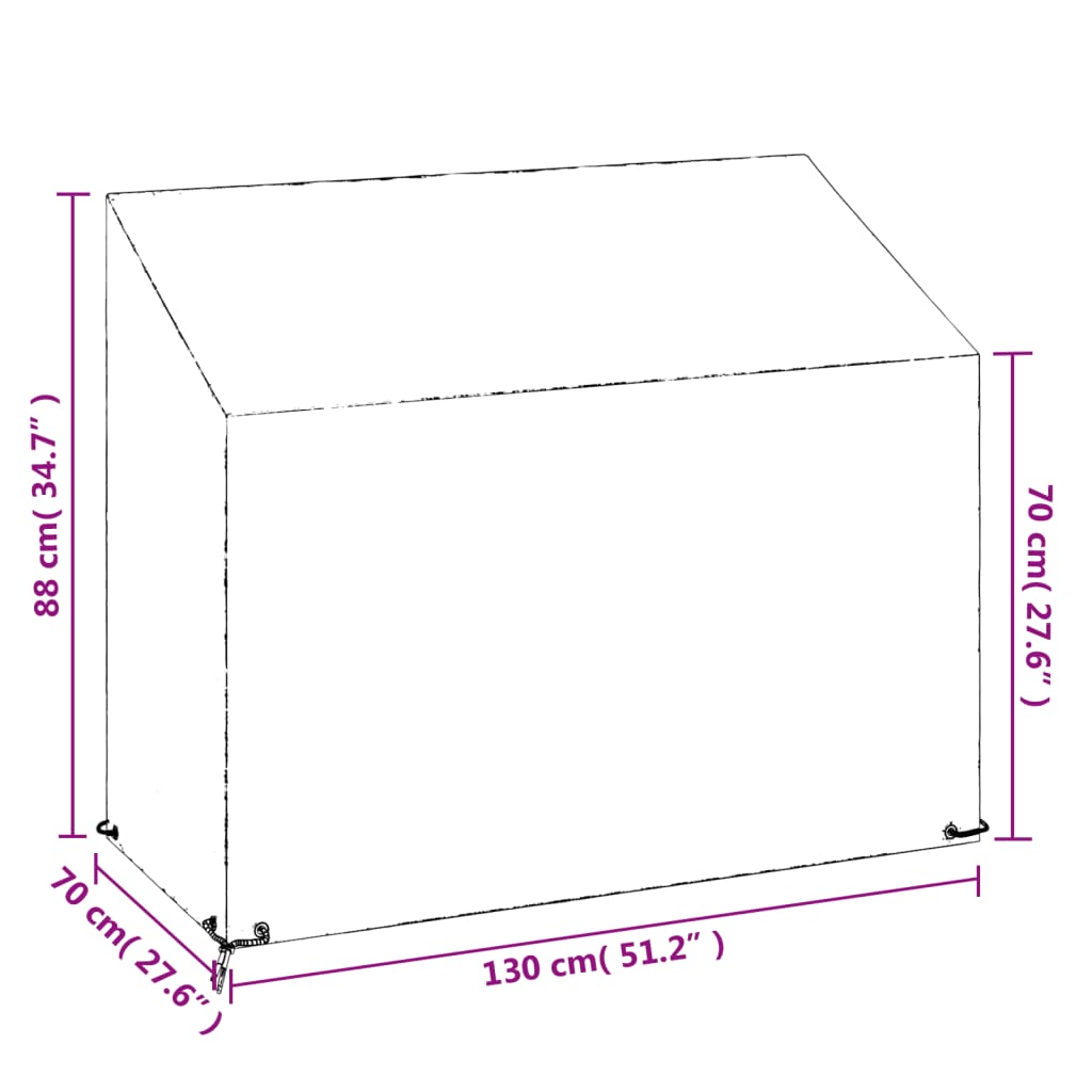 Copri Panca da Giardino 8 Occhielli 130x70x70/88 cm Polietilene 319338