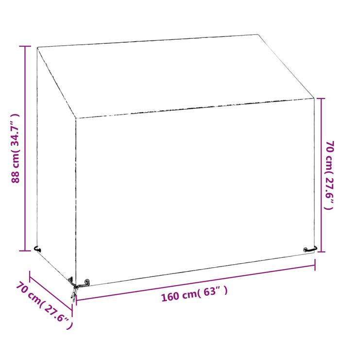 Copri Panca da Giardino 8 Occhielli 160x70x70/88 cm Polietilene 319339