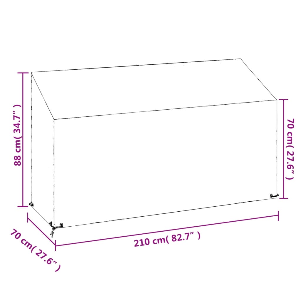 Copri Panca da Giardino 12 Occhielli 210x70x70/88cm Polietilene 319341