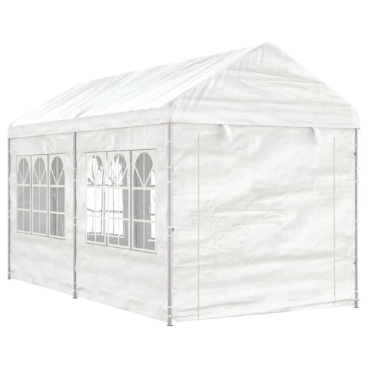 Gazebo con Tetto Bianco 4,46x2,28x2,69 m in Polietilene 3155478