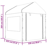 Gazebo con Tetto Bianco 6,69x2,28x2,69 m in Polietilene 3155479