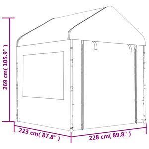 Gazebo con Tetto Bianco 6,69x2,28x2,69 m in Polietilene 3155479