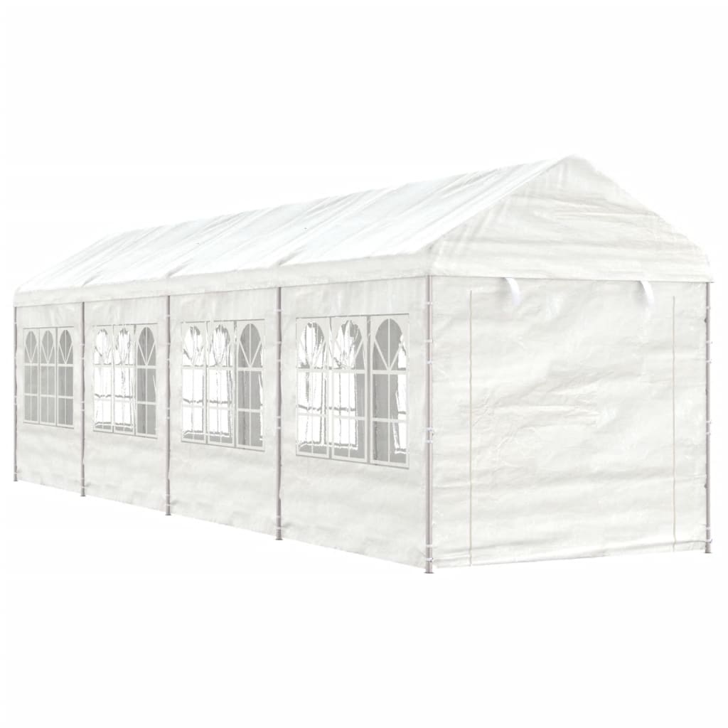 Gazebo con Tetto Bianco 8,92x2,28x2,69 m in Polietilene 3155480