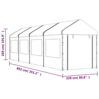 Gazebo con Tetto Bianco 8,92x2,28x2,69 m in Polietilene 3155480