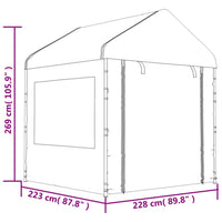 Gazebo con Tetto Bianco 8,92x2,28x2,69 m in Polietilene 3155480