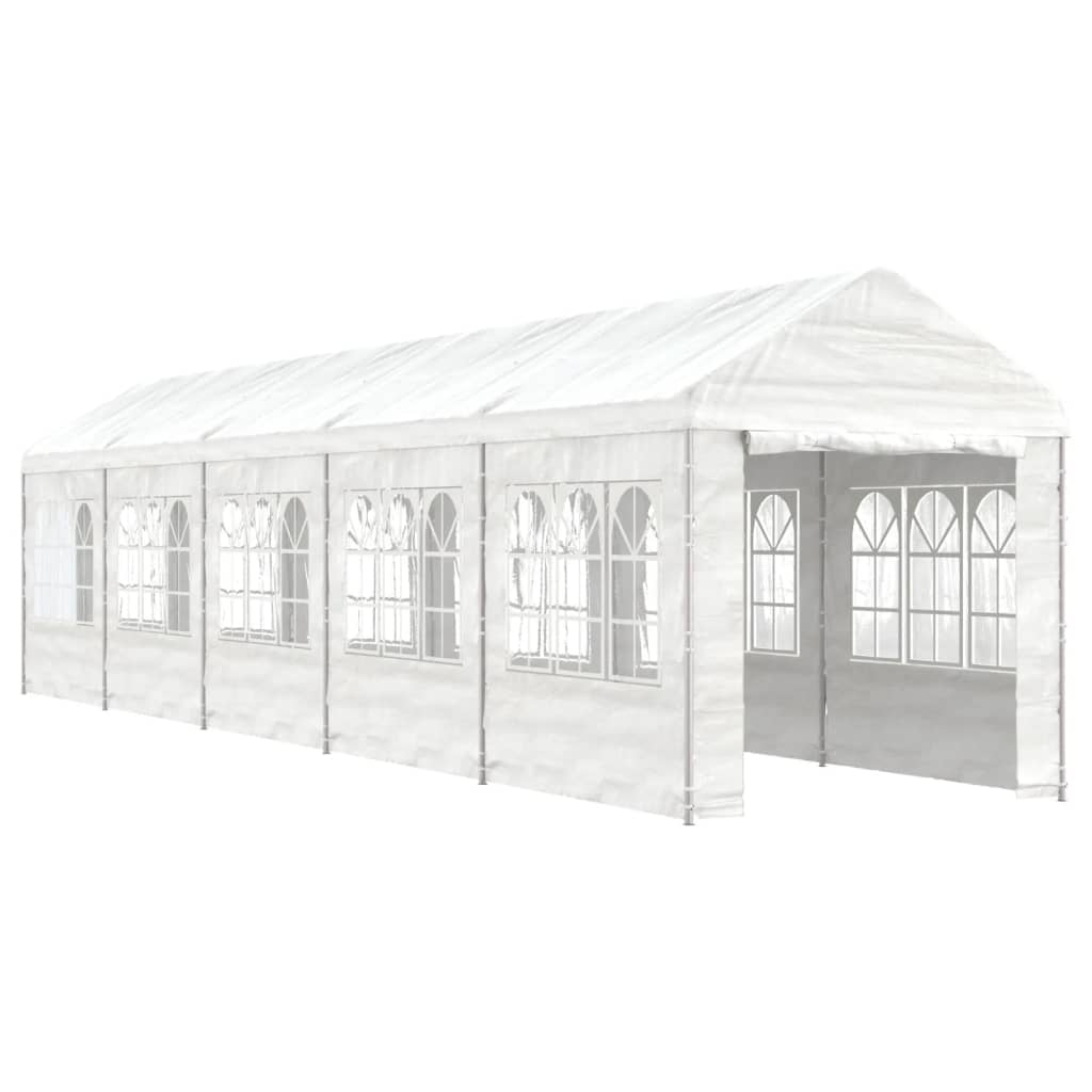 Gazebo con Tetto Bianco 11,15x2,28x2,69 m in Polietilene 3155481