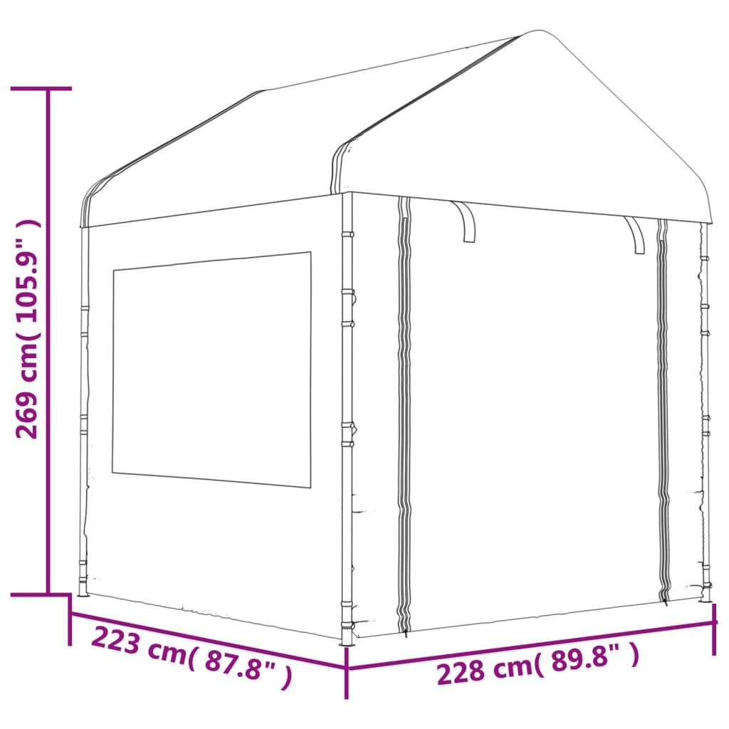 Gazebo con Tetto Bianco 11,15x2,28x2,69 m in Polietilene 3155481