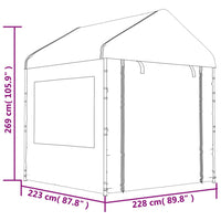 Gazebo con Tetto Bianco 11,15x2,28x2,69 m in Polietilene 3155481