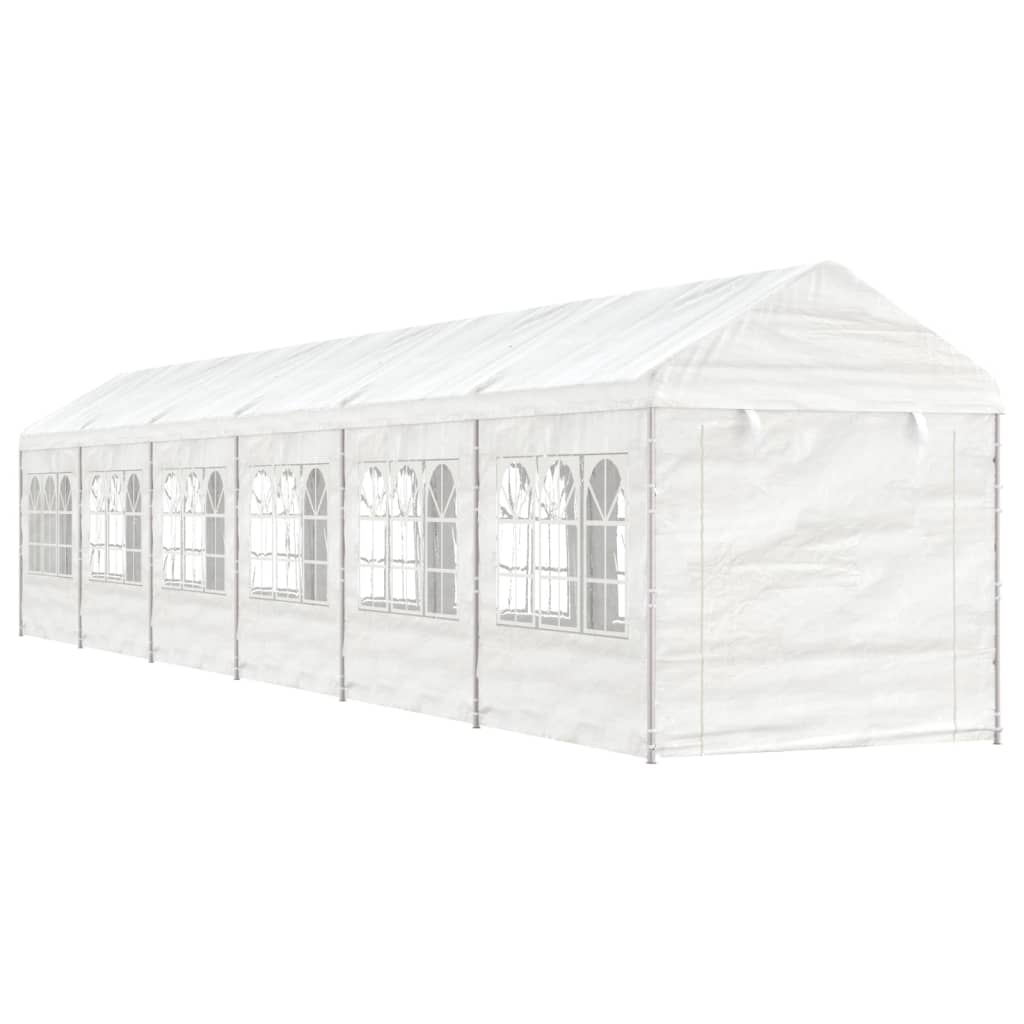 Gazebo con Tetto Bianco 13,38x2,28x2,69 m in Polietilene 3155482