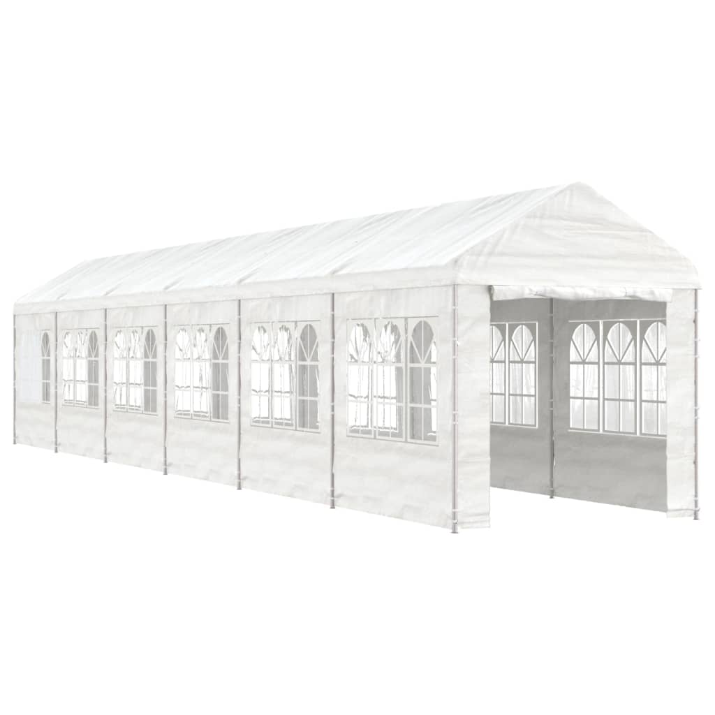 Gazebo con Tetto Bianco 13,38x2,28x2,69 m in Polietilene 3155482