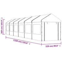 Gazebo con Tetto Bianco 13,38x2,28x2,69 m in Polietilene 3155482