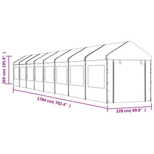 Gazebo con Tetto Bianco 17,84x2,28x2,69 m in Polietilene 3155484