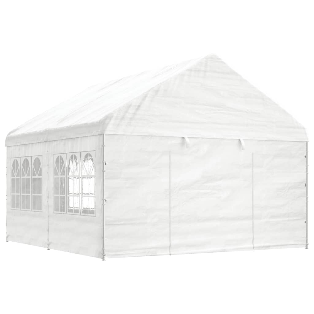 Gazebo con Tetto Bianco 4,46x4,08x3,22 m in Polietilene 3155486