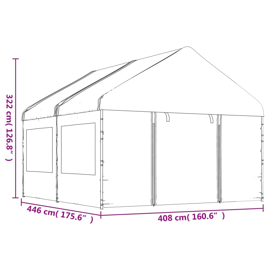 Gazebo con Tetto Bianco 4,46x4,08x3,22 m in Polietilene 3155486