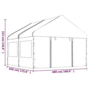 Gazebo con Tetto Bianco 4,46x4,08x3,22 m in Polietilene 3155486