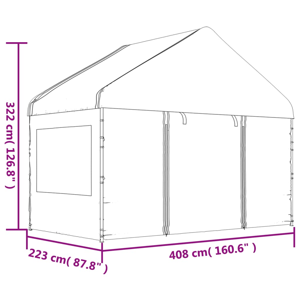 Gazebo con Tetto Bianco 4,46x4,08x3,22 m in Polietilene 3155486