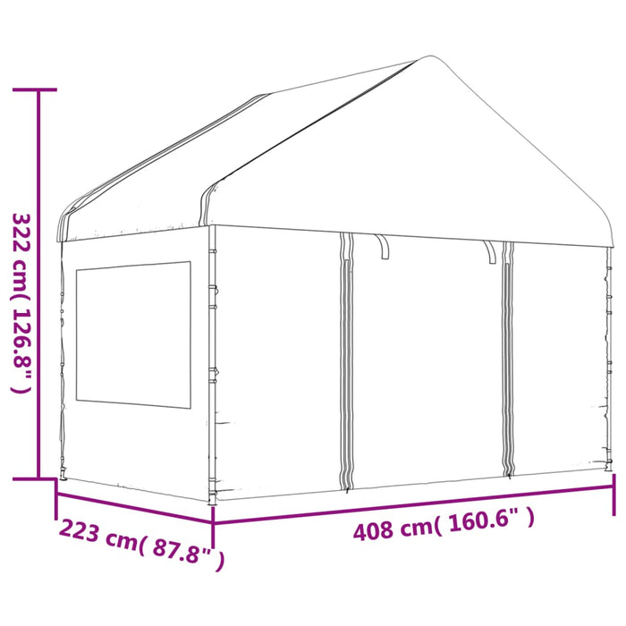 Gazebo con Tetto Bianco 4,46x4,08x3,22 m in Polietilene 3155486