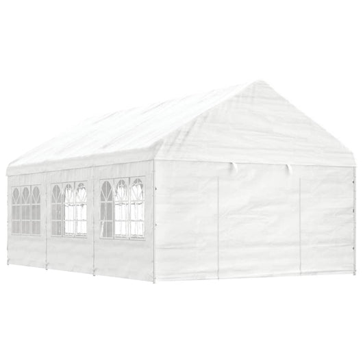 Gazebo con Tetto Bianco 6,69x4,08x3,22 m in Polietilenecod mxl 76389