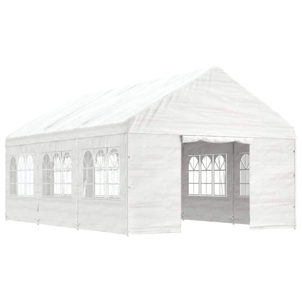 Gazebo con Tetto Bianco 6,69x4,08x3,22 m in Polietilenecod mxl 76389