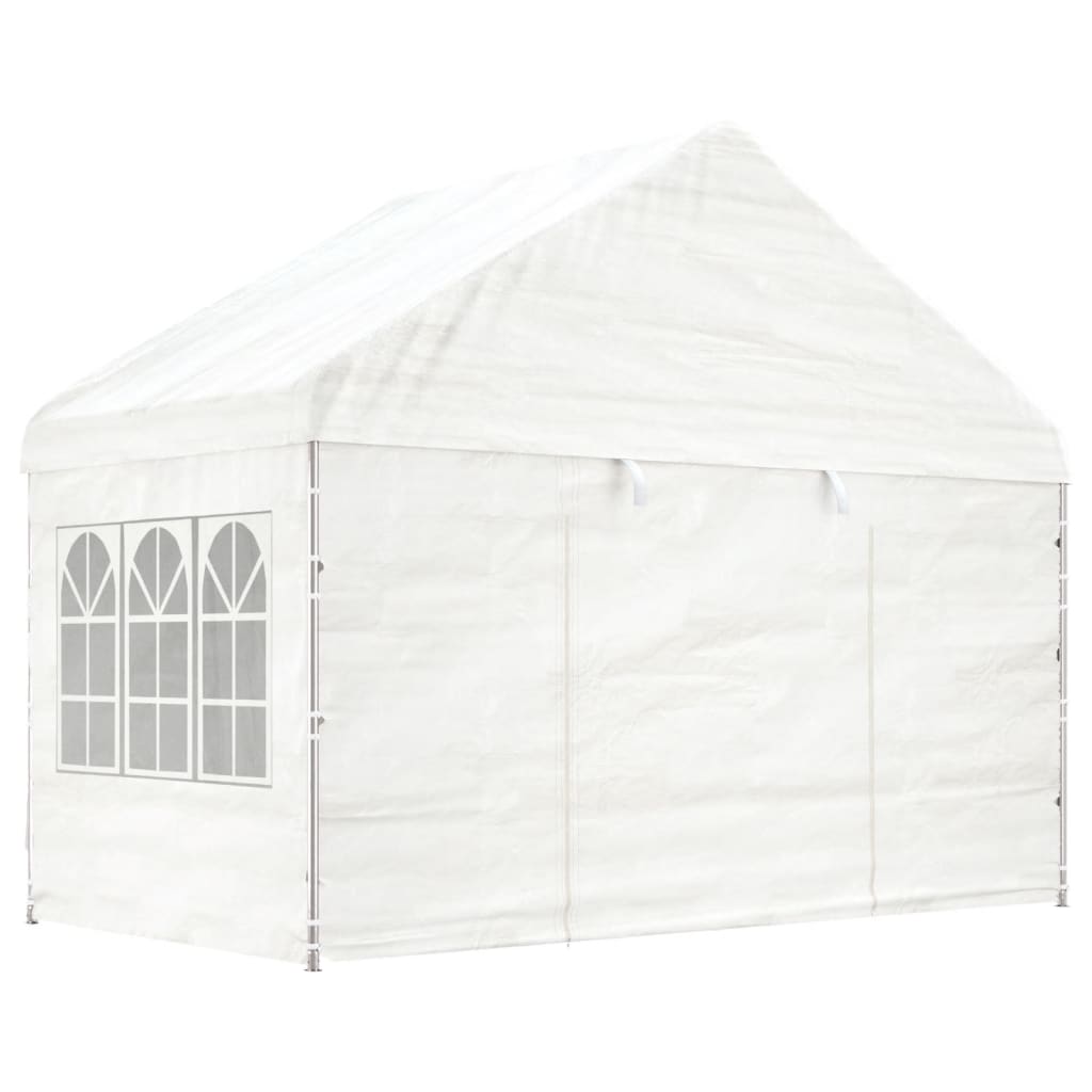 Gazebo con Tetto Bianco 6,69x4,08x3,22 m in Polietilenecod mxl 76389