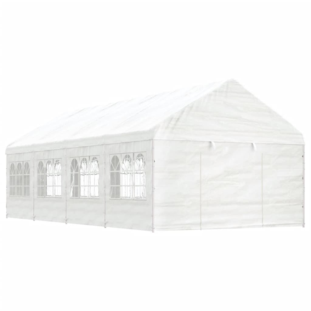 Gazebo con Tetto Bianco 8,92x4,08x3,22 m in Polietilenecod mxl 125161