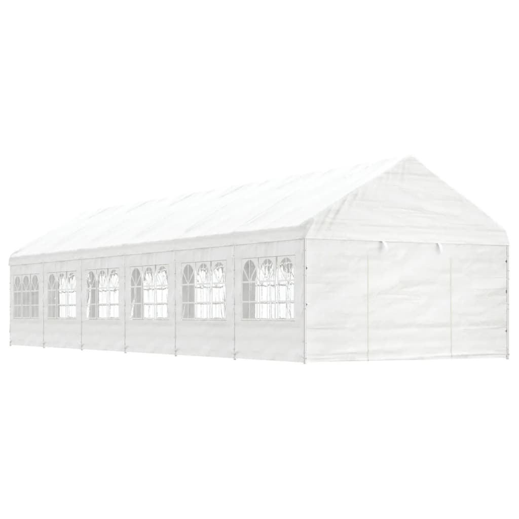 Gazebo con Tetto Bianco 13,38x4,08x3,22 m in Polietilenecod mxl 100354