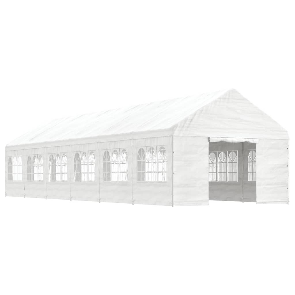 Gazebo con Tetto Bianco 13,38x4,08x3,22 m in Polietilenecod mxl 100354