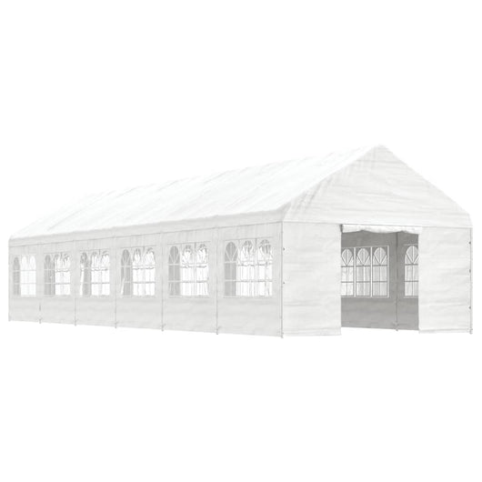 Gazebo con Tetto Bianco 13,38x4,08x3,22 m in Polietilenecod mxl 100354