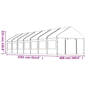 Gazebo con Tetto Bianco 15,61x4,08x3,22 m in Polietilene 3155491