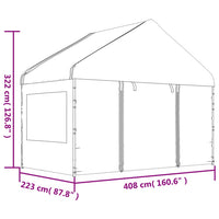 Gazebo con Tetto Bianco 15,61x4,08x3,22 m in Polietilene 3155491