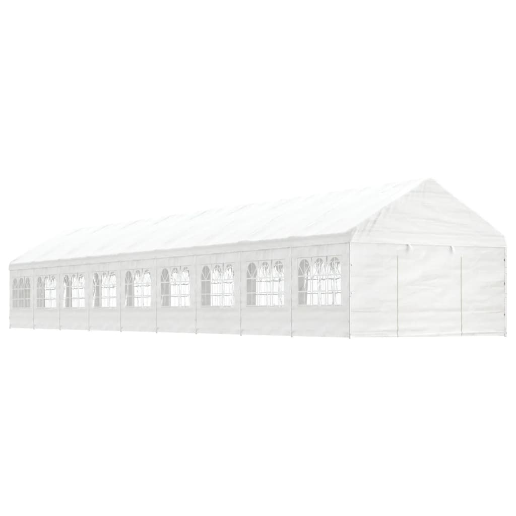 Gazebo con Tetto Bianco 20,07x4,08x3,22 m in Polietilenecod mxl 76396