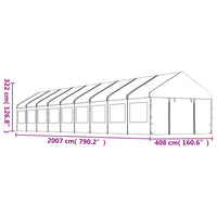 Gazebo con Tetto Bianco 20,07x4,08x3,22 m in Polietilene 3155493