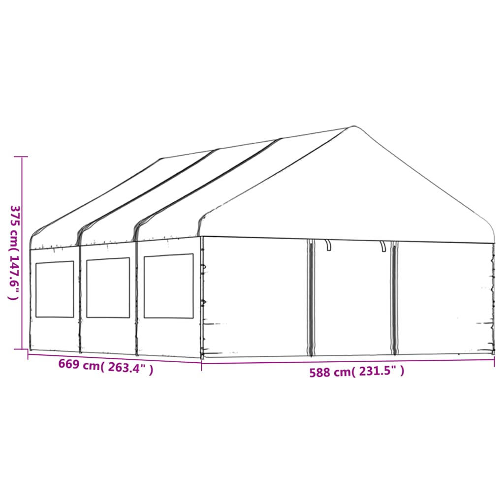 Gazebo con Tetto Bianco 6,69x5,88x3,75 m in Polietilene 3155495