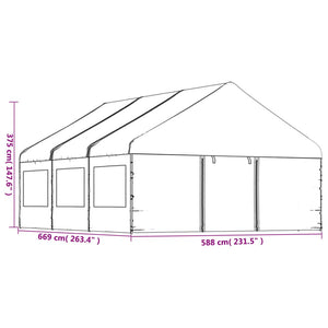 Gazebo con Tetto Bianco 6,69x5,88x3,75 m in Polietilene 3155495