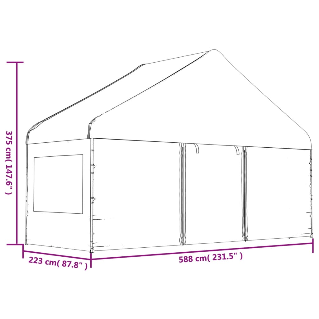 Gazebo con Tetto Bianco 6,69x5,88x3,75 m in Polietilene 3155495